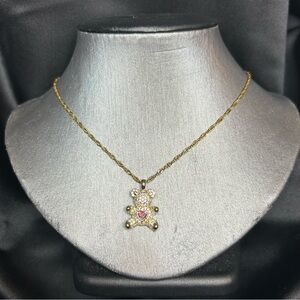 Gold Teddy Bear Pendant Necklace